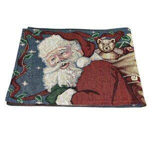 Christmas Tapestry Table Runner 13”x70” Santa with Toy Bag